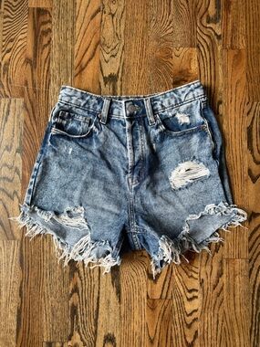 wild fable Distressed High-Rise Denim Shorts - Light Blue